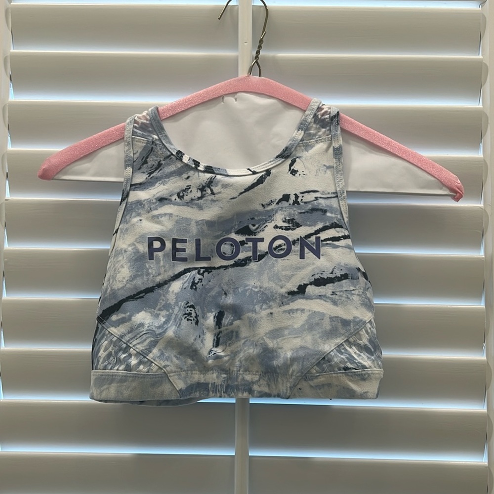 Peloton Marble Print Longline Sports Bra Tank Small Open Back Workout Top